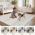 Area Rug for Living Room Rug-Carpet 5x7 Bedroom Rugs Textured Tufted Jacquard Modern Neutral Soft Washable Luxury Rug for Dining Room Nursery Non Slip Beige