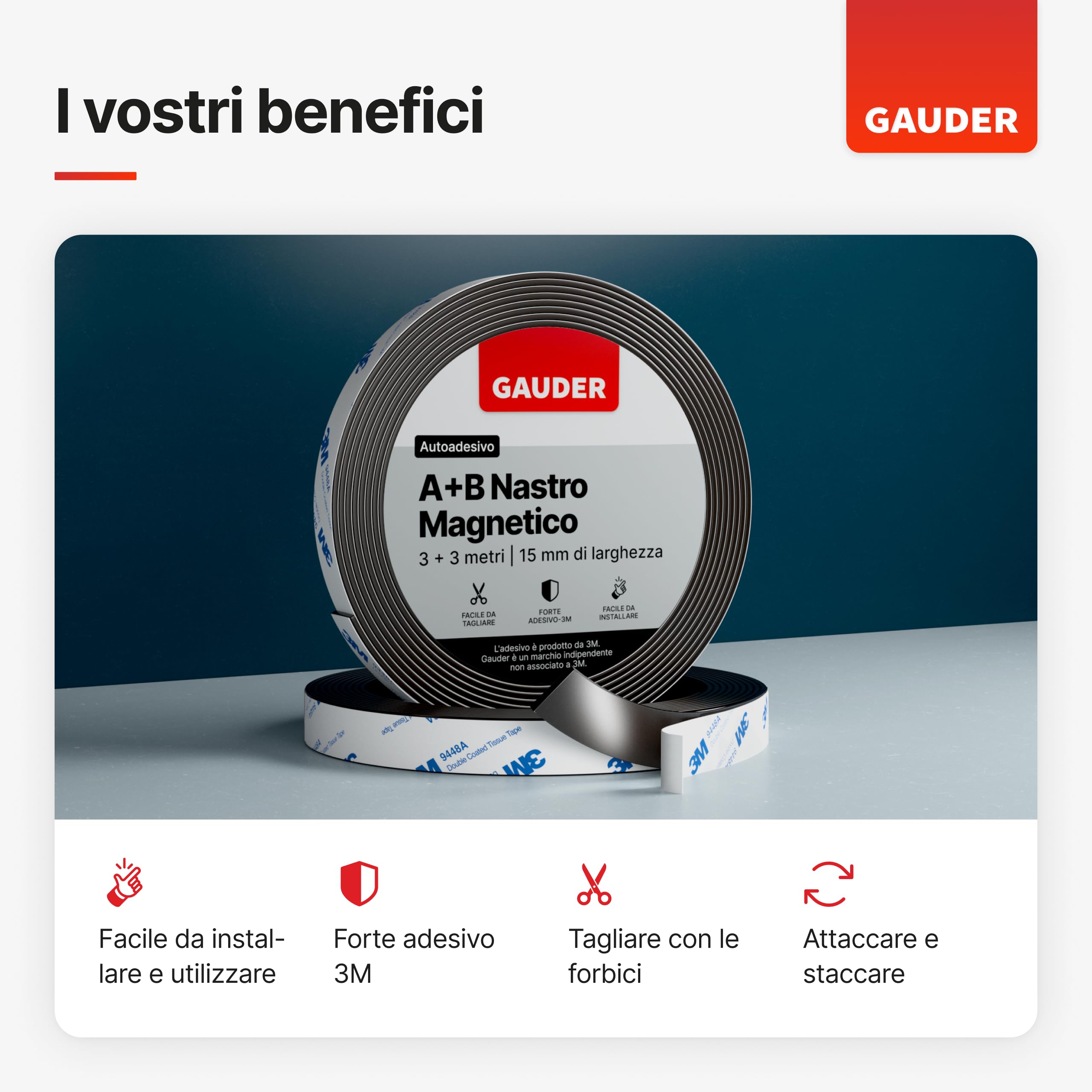 Nastro Magnetico Autoadesivo GAUDER A+B - 1 Metro + 1 Metro | Per Zanzariere, Tende E Altro - Foto 10