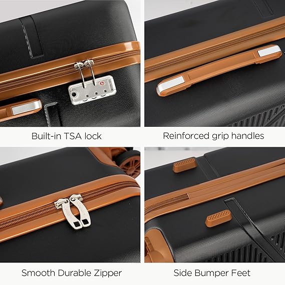 Cosbarn Luggage Sets 5 Piece Suitcases with Wheels, Suitcase Set ABS Hard Case Luggage with TSA Lock Spinner Wheels Durable Travel Luggage (5-Piece Set(20/24/28))