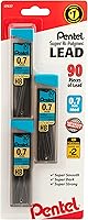 Pentel Super Hi-Polymer HB 0.7mm Lead Refills - Break-Resistant #2 Equivalent, 90 Leads (3 Tubes), Eco-Friendly
