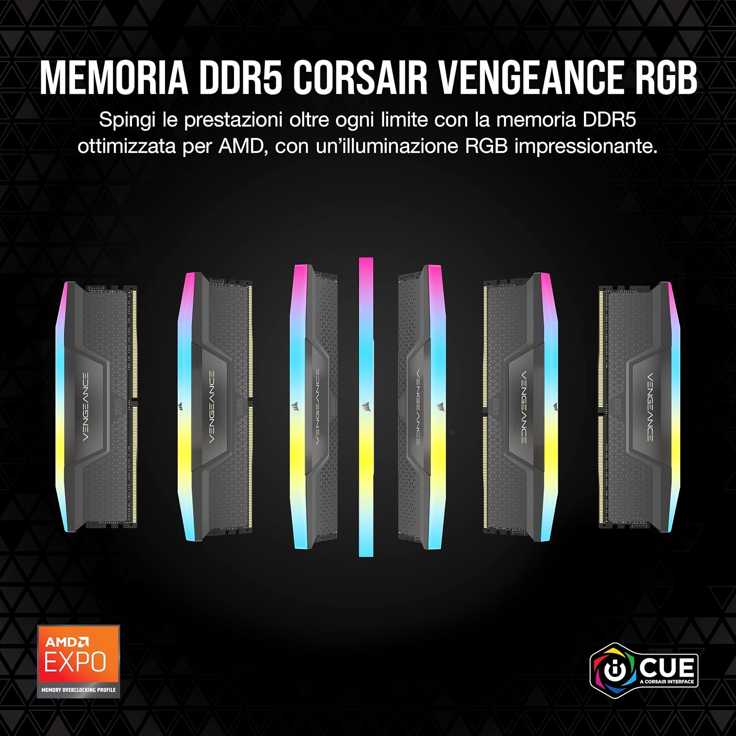 Memoria RAM  Vengeance RGB DDR5 64GB 5600 MHz ottimizzata da AMD - colore Grigio Freddo - RAM - Immagine 1