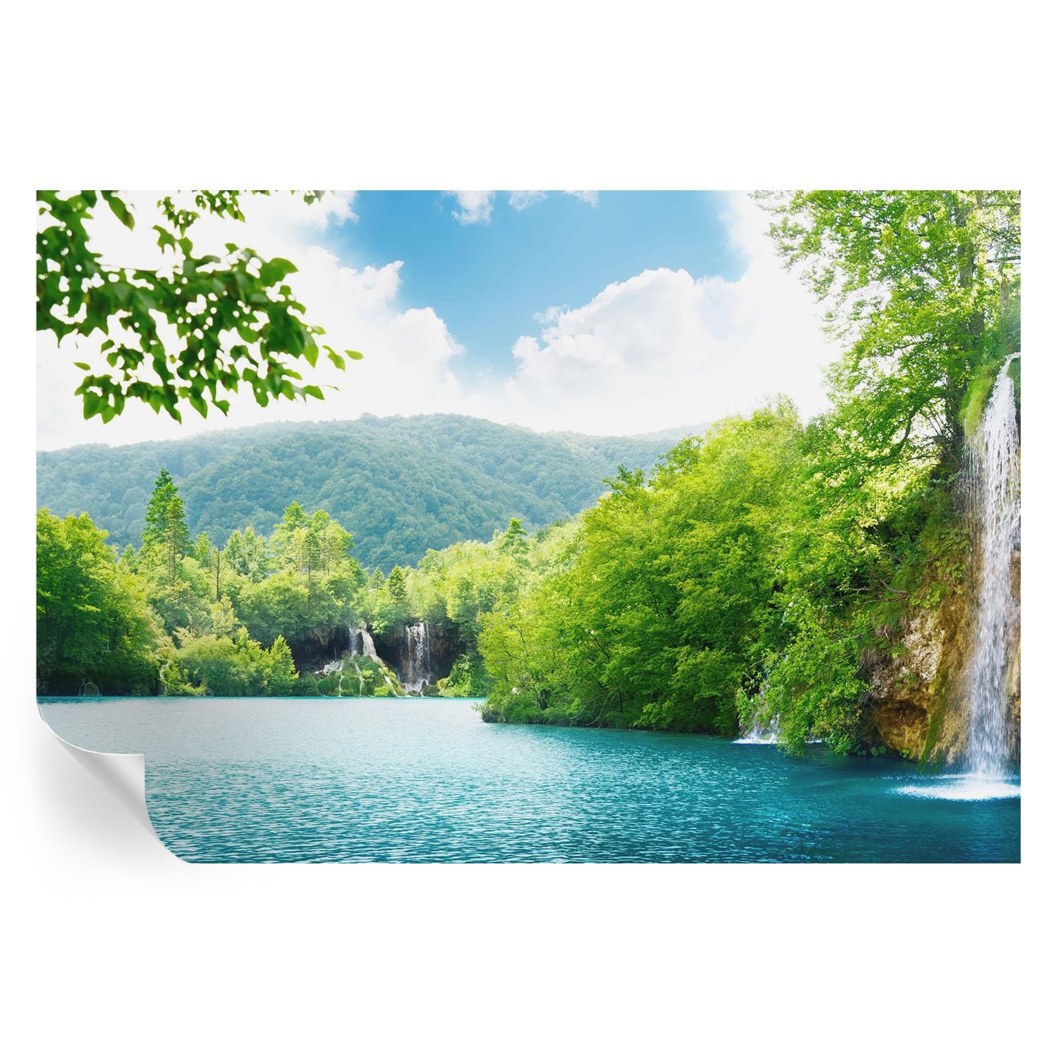 Papel pintado autoadhesivo para transformar tu salón en un oasis con mural de cascada