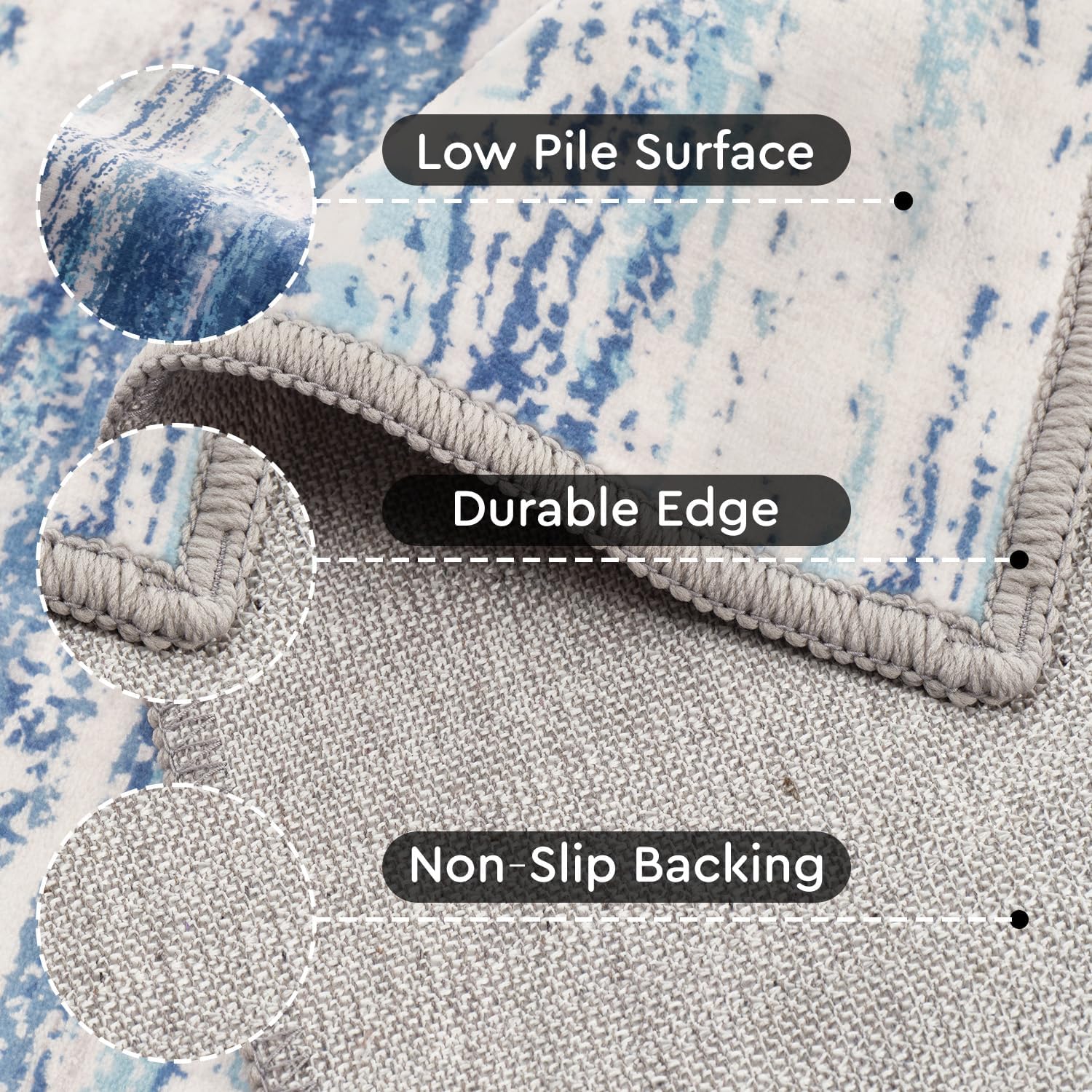 Grey & Beige tchdio Area Rugs for Living Room, Machine Washable Rug Modern Abstract Area Rug, Non Slip Rugs for Bedroom Rug, Soft Indoor Carpet for Living Room Office Dorm, Grey