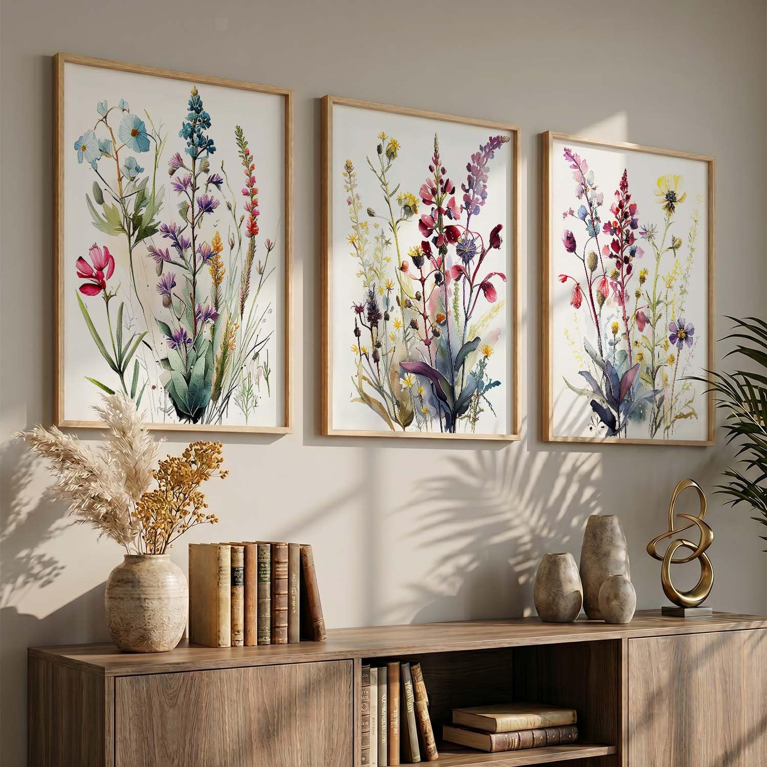 Bohemian Floral Wall Art Set - 3 Prints with Frame -10