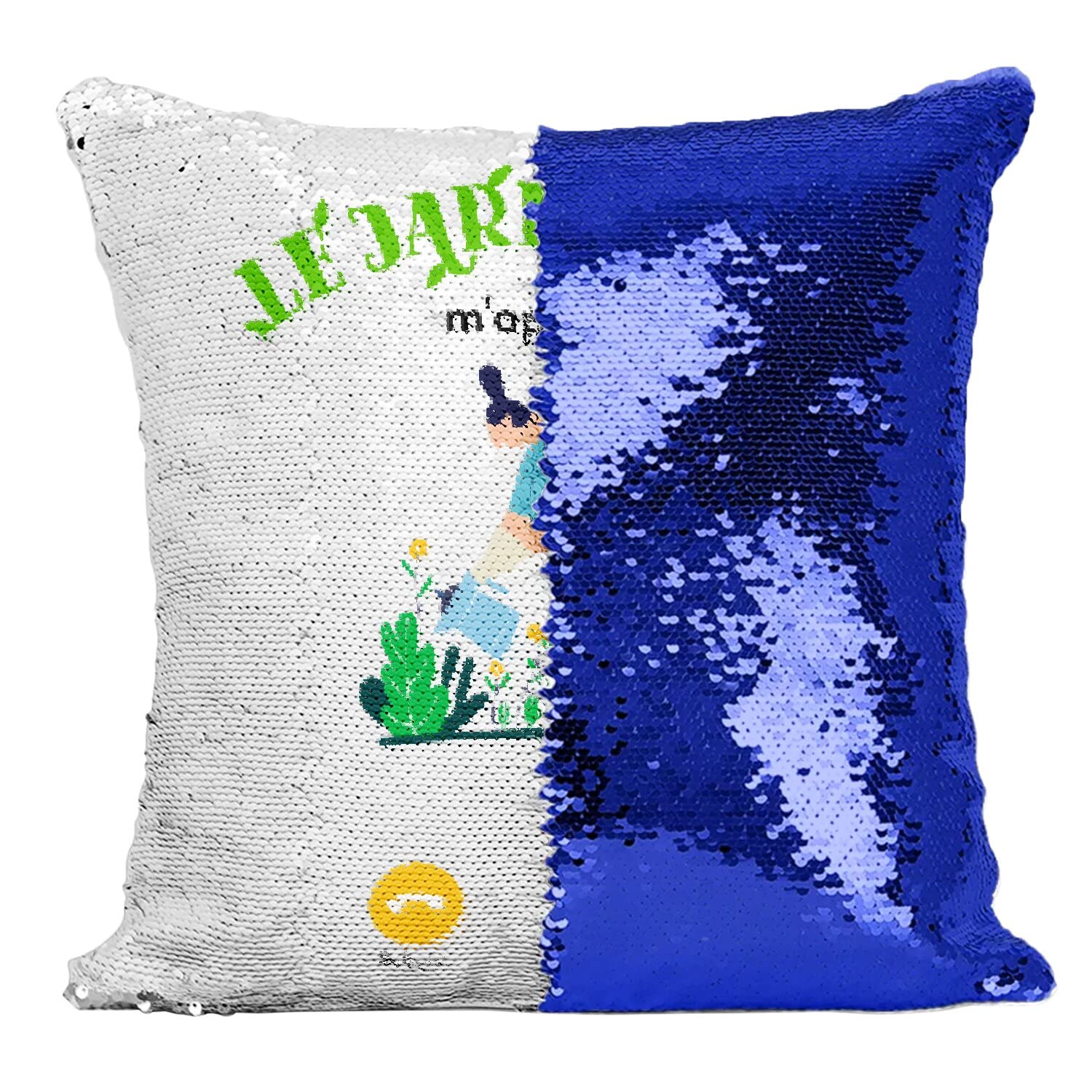 Coussin Sequin Paillettes Bleu Maison Décoration Intérieure Salon Jardin