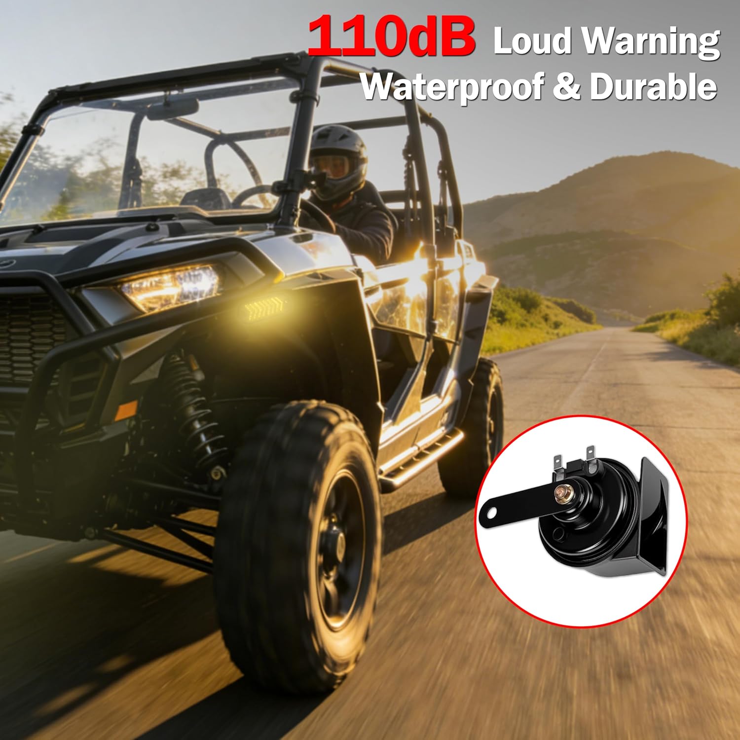 UTV Turn Signal Kit, IP67 Waterproof & Durable, Pre-Wired Plug-and-Play, 110dB Horn, Rocker Switch, Oval Universal Street Legal UTV Turn Signal Kits, Fits Polaris Can-Am CFMOTO