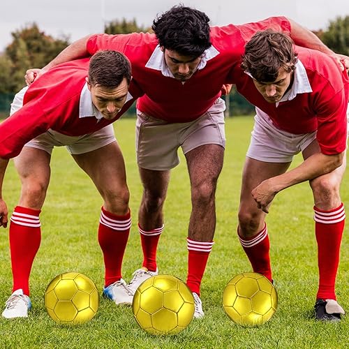 Miniatura 4 de Balón de fútbol dorado con autógrafo, tamaño oficial, 2, mini trofeo, fútbol dorado personalizado con bomba de aire para trofeos, aniversario,