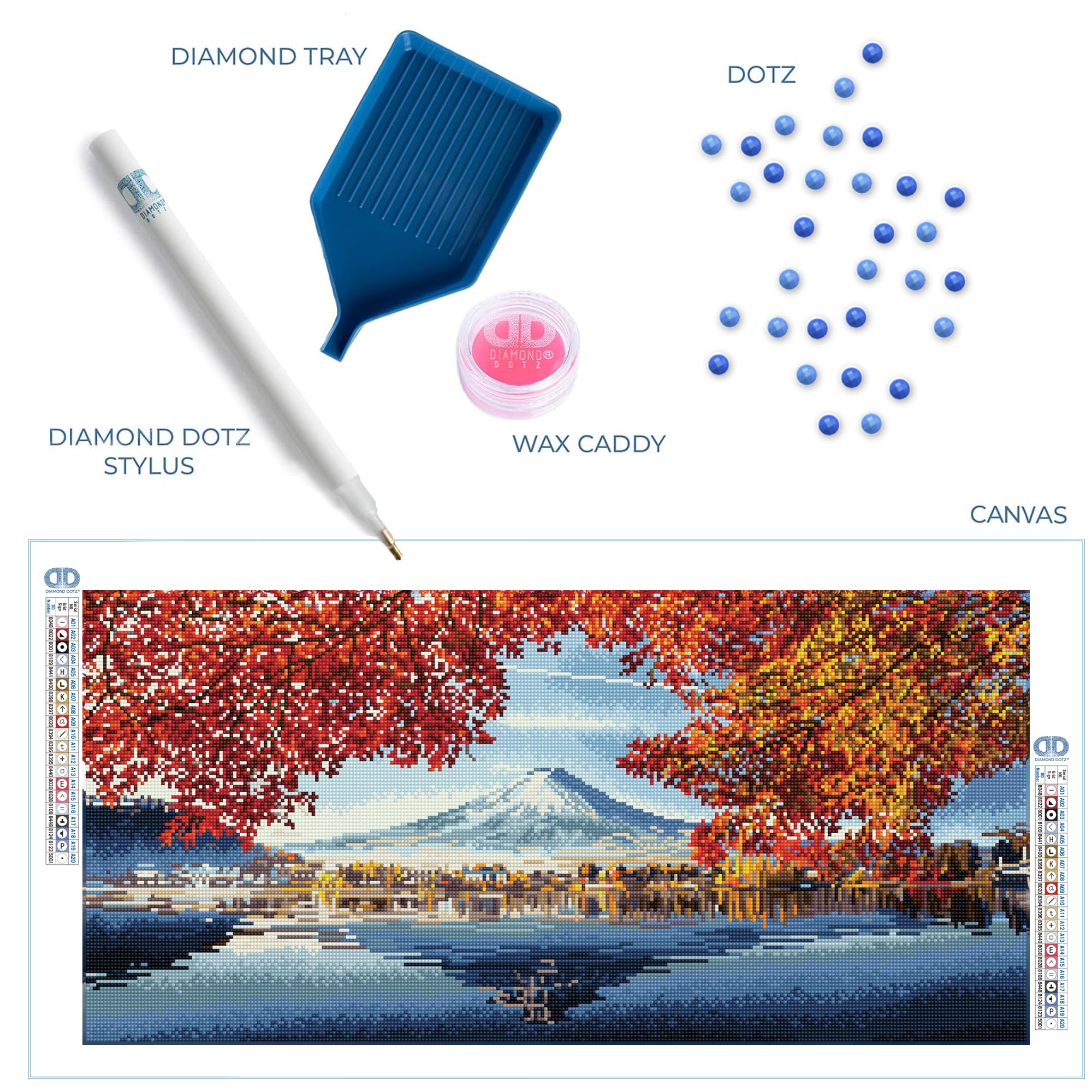 DIAMOND DOTZ 2592662 Original 5D Diamond Painting Squares Set, Mount Fuji im Herbst, DIY Diamant-Malerei-Kit mit quadratischen Glitzersteinen für Erwachsene und Kinder ab 12 Jahren, Advanced