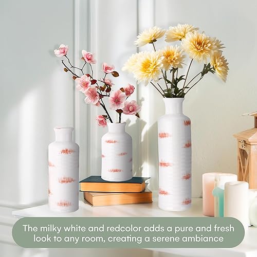 Miniatura 2 de Hallops Jarrones de cerámica Juego de 3 3 x 10, 3 x 7.5 pulgadas, 3 x 5 pulgadas Jarrón único moderno y minimalista para el hogar Jarrones