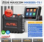 Autel MaxiCOM MK808S-TS OBD2 Scanner : 2026 Mise à jour des MK808BT PRO, MK808TS MX808TS TS601 avec essai bidirectionnel, 28 Services 150 Fait, TPMS Réaménager la programmation, scanner tout-système, OS11 4+64GG1
