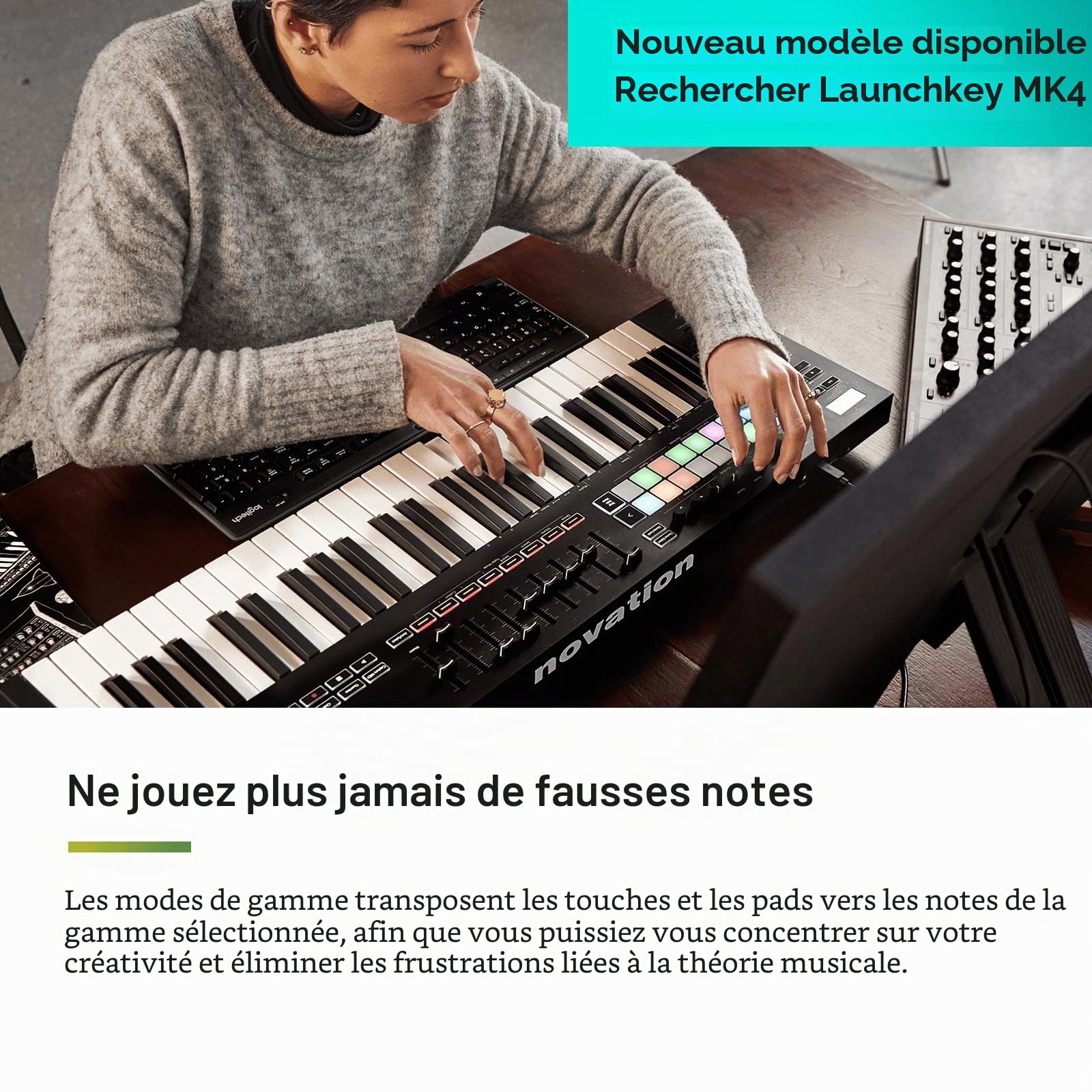 Novation Launchkey 49 [MK3], clavier maître MIDI — intégration parfaite avec Ableton Live. Modes Chord et Scale, et arpégiateur. Tous les logiciels nécessaires à la production musicale.