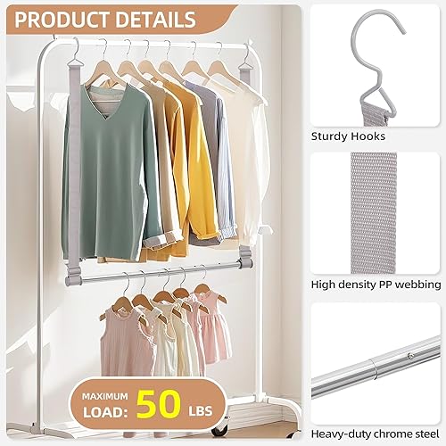 Miniatura 3 de STORAGE MANIAC Barra colgante de armario, ancho y altura ajustable, organizador colgante de armario, barra colgante de ropa que ahorra espacio,
