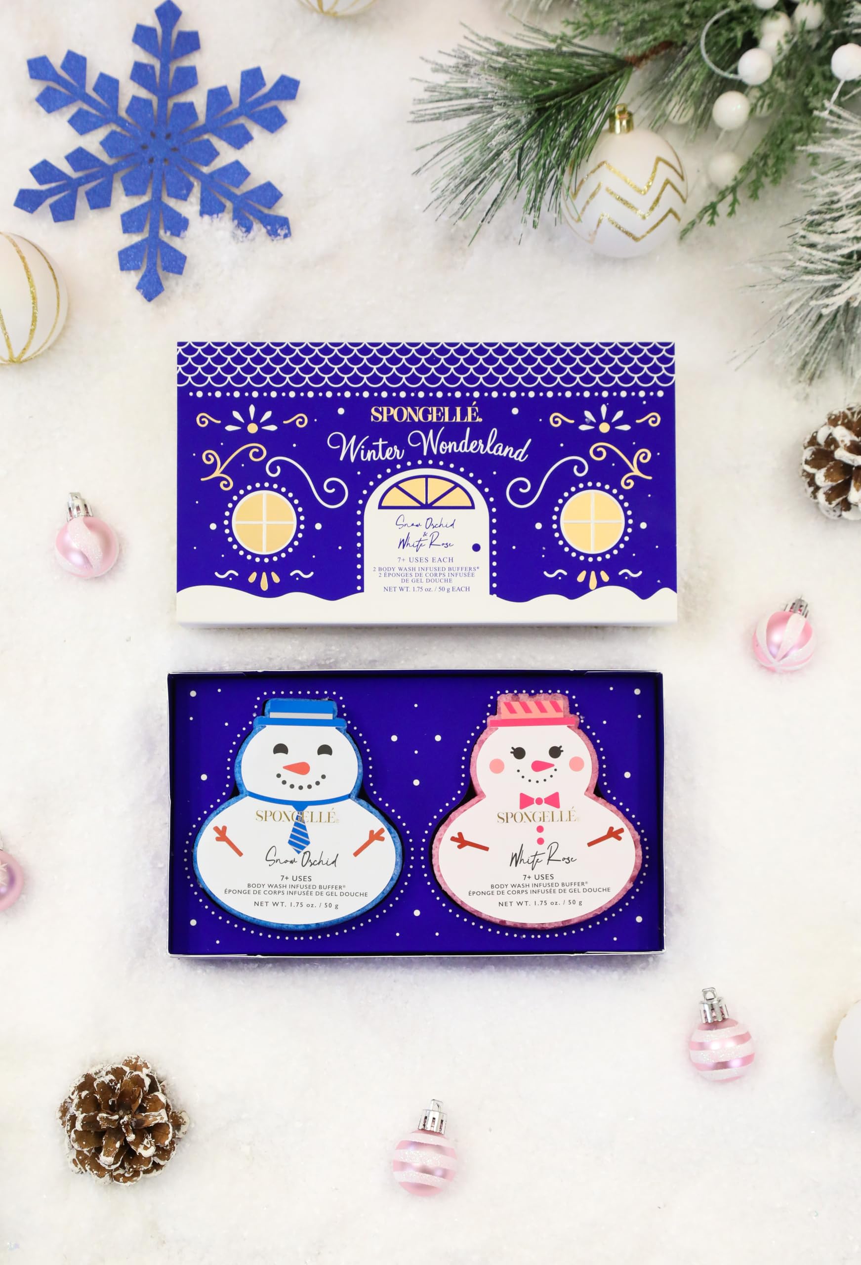 SPONGELLÉ Snowpeople Gift Set Body Wash Infused Buffers, Blue - Image 4