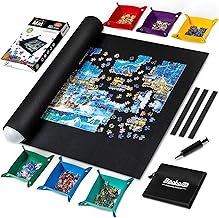 Becko US 2000 Piece Puzzle Mat Roll Up with 6 Sorting Trays & Storage Bag & Black Pump, Jigsaw Felt Mat for Easy Transport & Storage, Portable Puzzle Saver for 2000 1500 1000 Pieces Jigsaw Puzzles