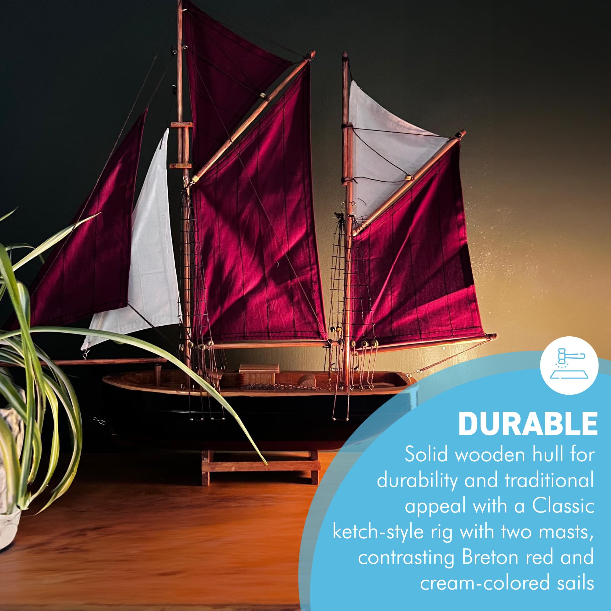 Thorness Brixham Trawler Model Yacht, réplica detallada del barco de pesca clásico, perfecto para decoración náutica y coleccionistas