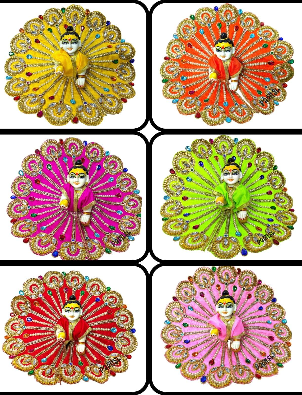 PARTISH Laddu Gopal Poshak (Pack of 6)| Festive Janmashtami Special Designer Ladoo Gopal Dress/Bal Gopal Vastra/Thakur Ji/Kanha Ji (Size 1)-image-24