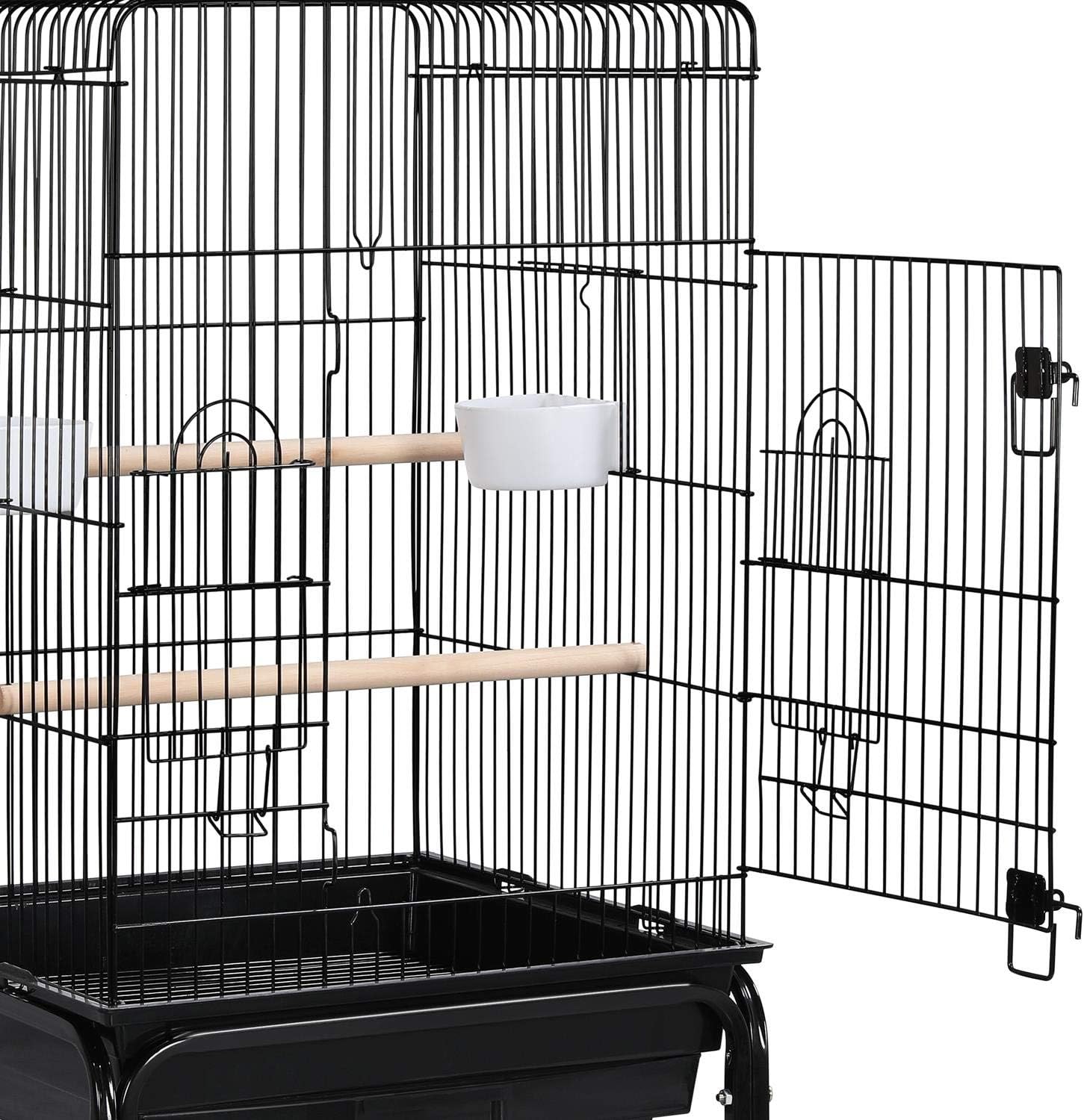 Yaheetech Medium Parakeet Bird Cage for Small Birds Sun Parakeets Green Cheek Cockatiels Conures with Wooden Perches&Rolling Stand, Black
