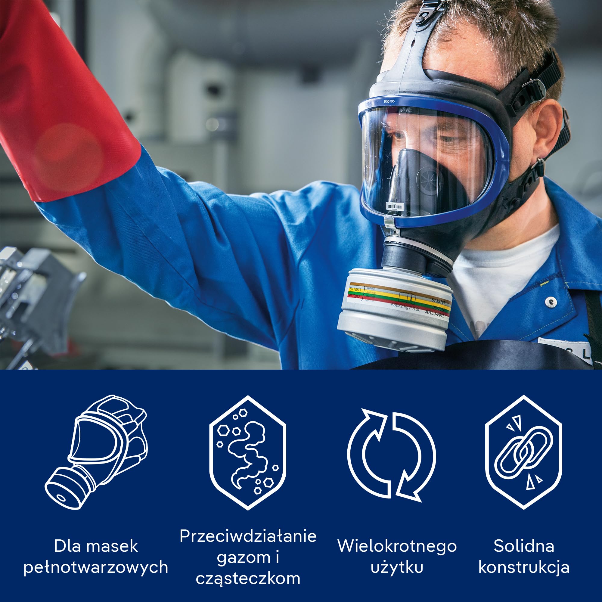 Dräger X-plore Rd40 filtr kombi A2B2E2K2Hg P3 do gazów, oparów, cząstek stałych, 1 szt. | Filtr do pełnych i półmasek X-plore 4740, 6300