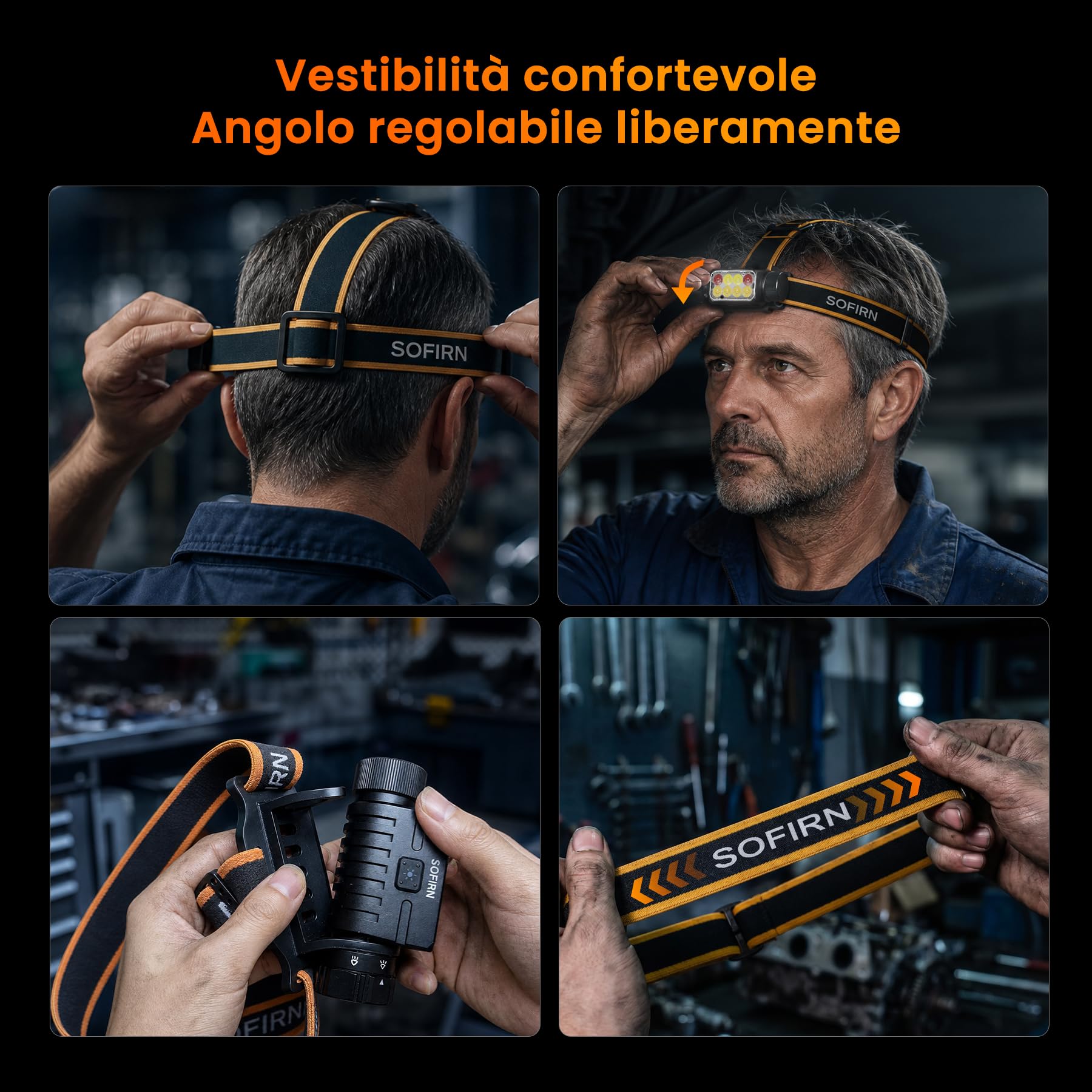 Torcia Frontale 3320LM - sofirn HS23 con Luce Rossa, Bianca e Neutrat | Portata 192M, USB-C, IPX6, 660NM, CRI90, Autonomia 350H, 8 LED, Controllo Magnetico, Pesca, Controllo, Campeggio, Emergenza