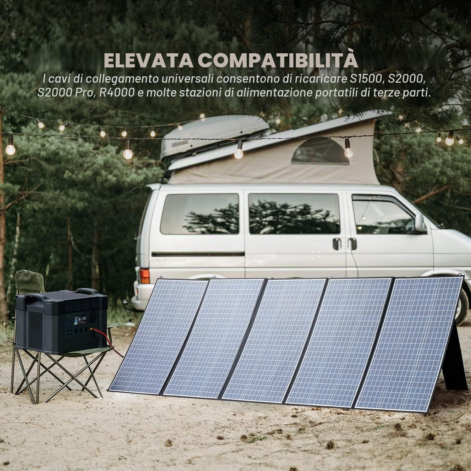 ALLPOWERS Pannello Solare Pieghevole 400W,Caricatore Solare Portatile,Con Prolunga Solare, XT60/DC,Kit di ricarica solare,per Generatore Solare Portatile,Campeggio,Campeggio Giardino Balcone