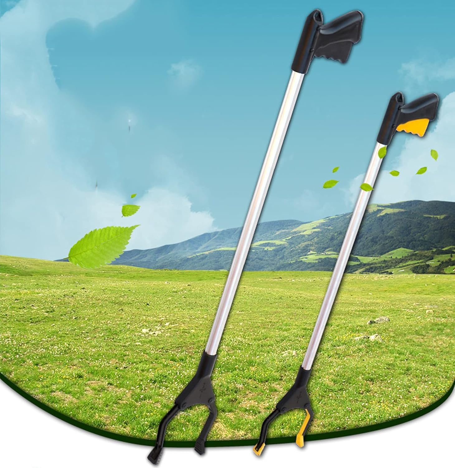 Litter Picker Grabber Reacher Tool 79.5cm Aluminum Alloy Rubbish Lightweight Extra Long Handy Trash Upper Claw Equipment for Elderly,Yellow(Yellow)