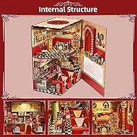 Vista 3 de Kit de rincón de libros, casa de muñecas en miniatura para adultos y adolescentes, rompecabezas de madera 3D con luz LED, decoración retro