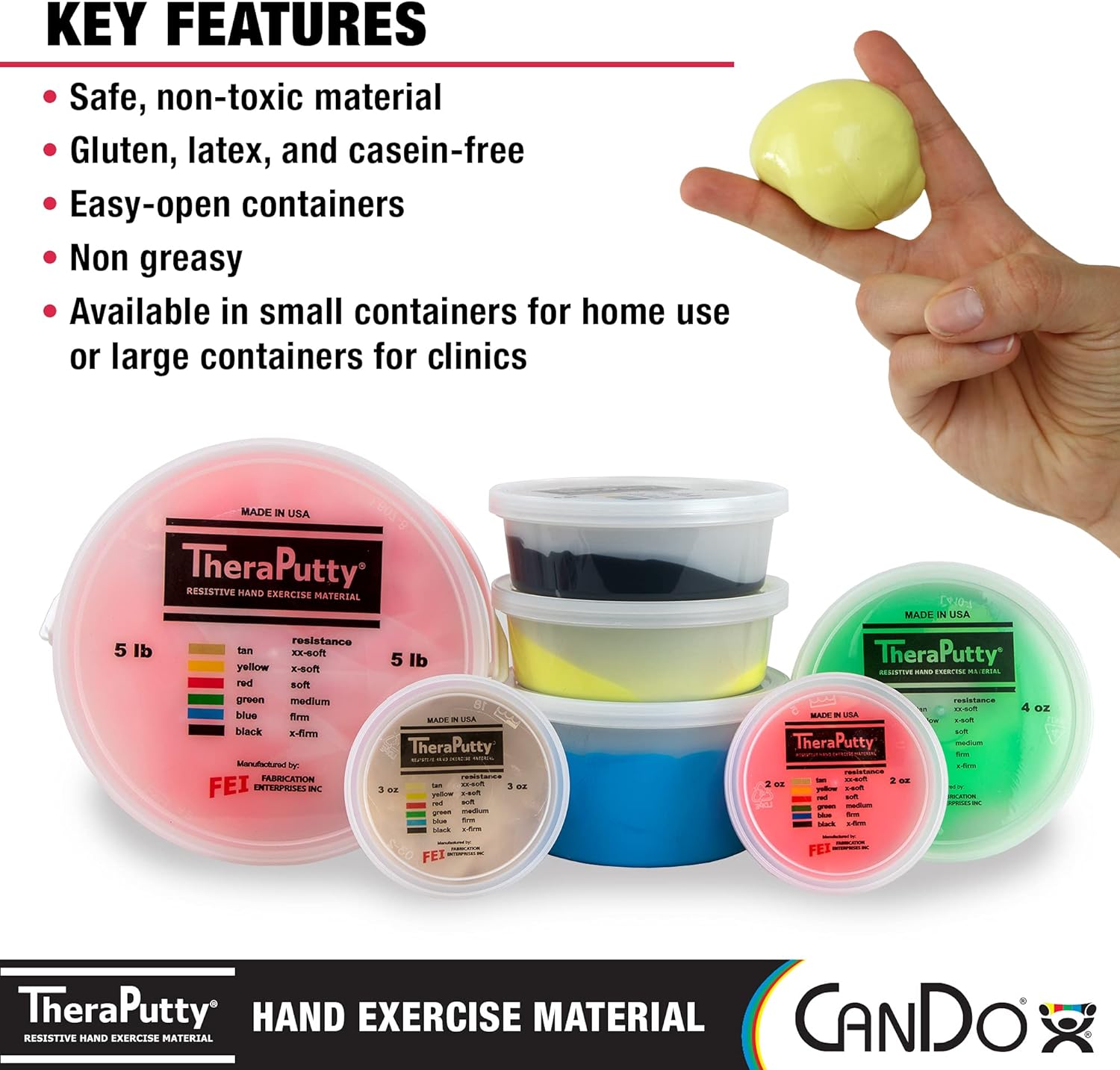 CanDo 10-0923 TheraPutty Standard Hand Exercise Putty, X-Soft, 5lbs