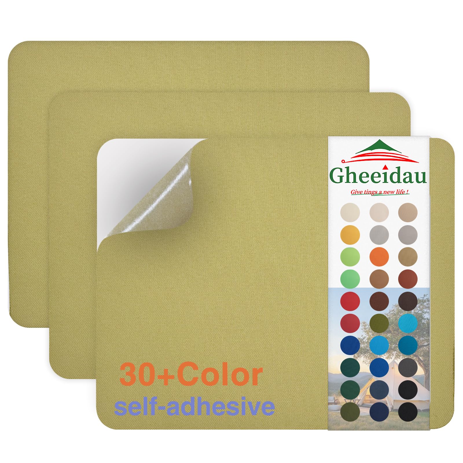 Gheeidau Canvas Repair Patch 9×11 Inch 3Pcs Waterproof Self-Adhesive Fabric Repair Patch for Tents,Boat Cover,Pop Up Canopy,Patio,Bags,Car Seats,Sofas