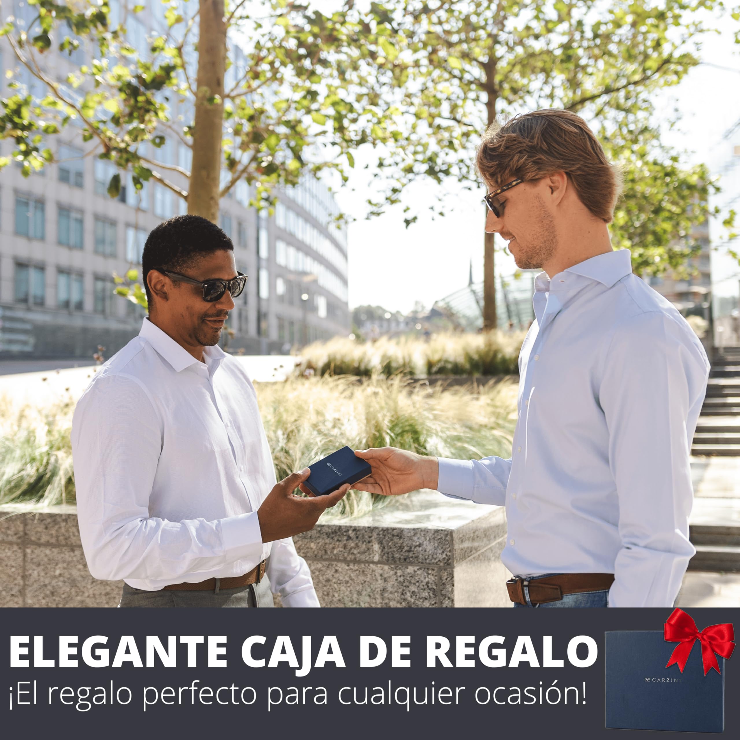 GARZINI - Cartera para Hombre de Cuero con Bloqueo RFID - Billetera con 15 Compartimentos para Tarjetas - Monedero con Cremallera y Espacio para Billetes - Regalo Ideal - Negro