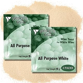 Youngs All Purpose White Wine Yeast 2 x 5g Packs, Ideal for All Wine Types, Perfect Home Wine Brewing, Fermentation, DIY Winemaking, Quality, Easy to Use, Versatile Yeast for Exceptional Taste