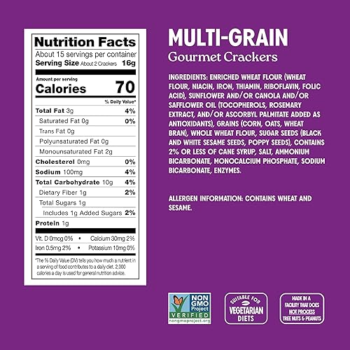 Miniatura 21 de Milton's Craft Bakers Galletas gourmet de sal y pimienta, galletas verificadas sin OMG, todos los ingredientes naturales, kosher, galletas