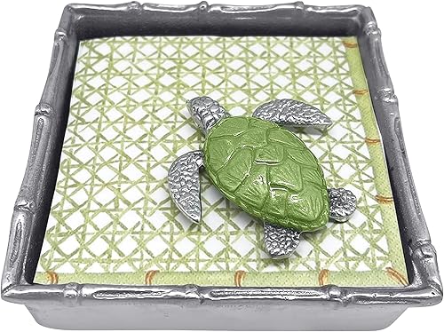 Miniatura 2 de MARIPOSA Servilleta de tortuga marina verde | Verde | Brillante | Regalos | Pesas para servilletas | Aluminio SANDCAST reciclado | Hecho a mano en