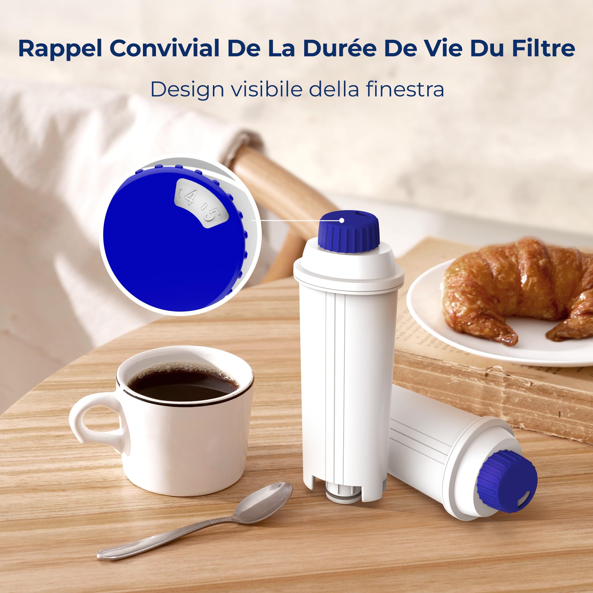 Waterdrop Certificato TÜV SÜD Filtro Acqua per Macchina da Caffè, Compatibile con De'Longhi DLS C002, 9310926, SER3017, ECAM ETAM EC800 (6)