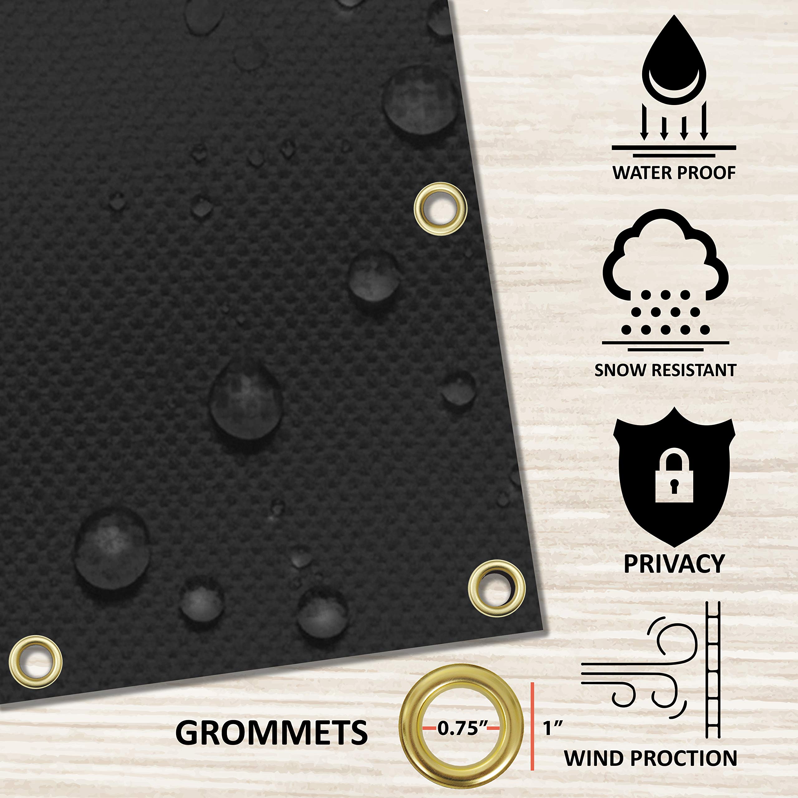 Covers & All Outdoor Universal Replacement Shade Cover for Canopy Pergola 12 Oz - 100% Waterproof & Weather Resistant Pergola Cover for Patio Porch Deck Balcony with Grommets (10' H x 7' W, Black)