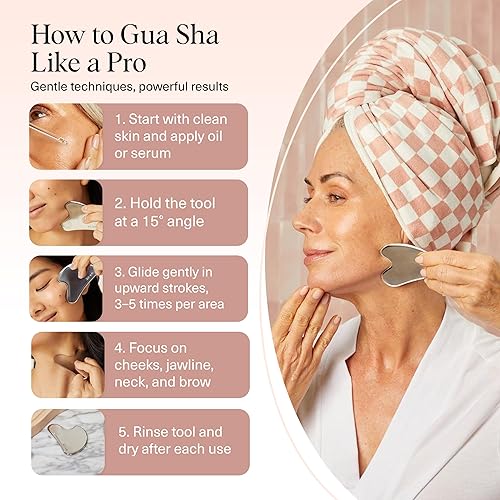 Miniatura 8 de Kitsch Herramientas faciales Gua Sha de acero inoxidable - Herramienta Guasha para cara, herramienta de escultura facial, moldeador de mandíbula