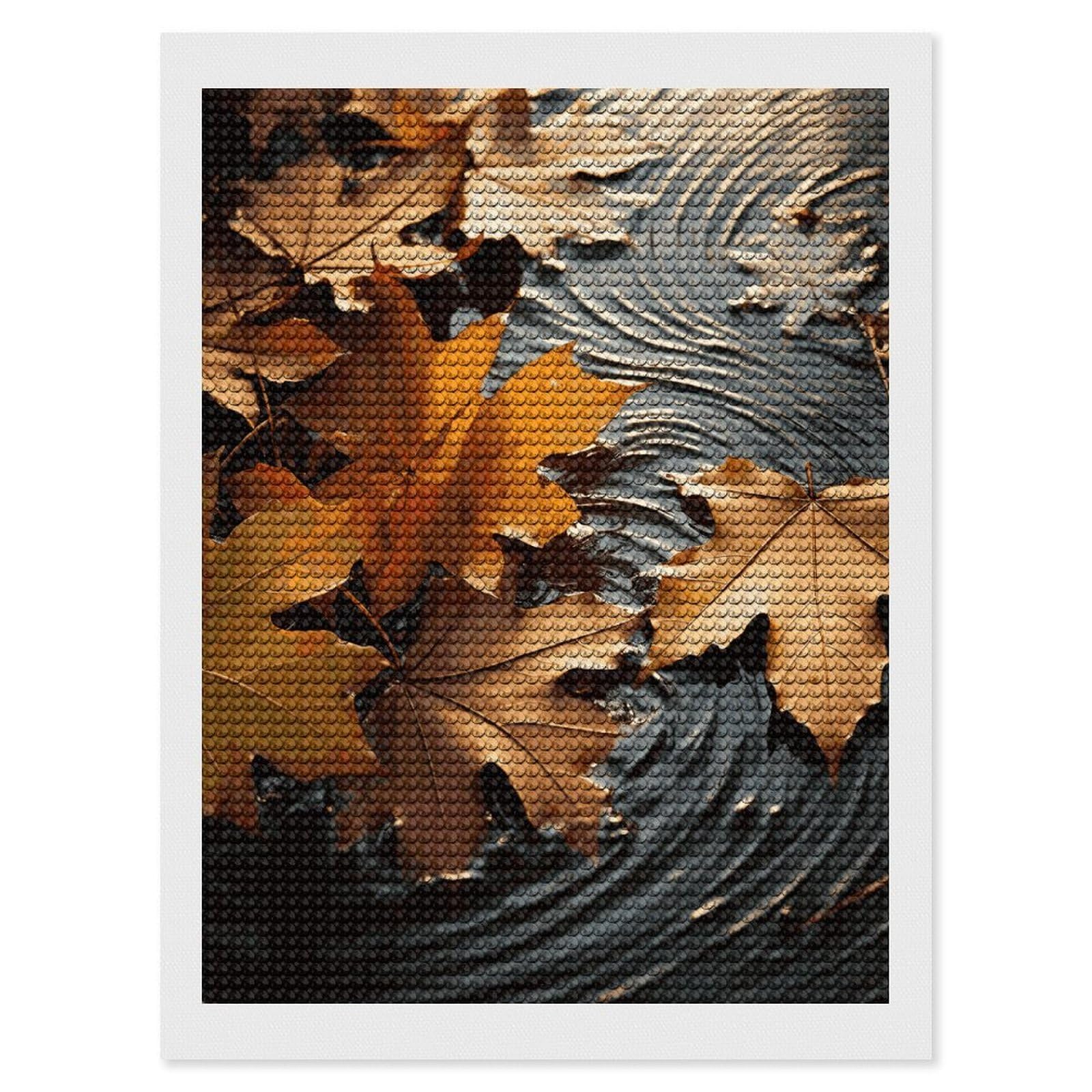 FekiLoot Fall Leaves Diamond Art Kits for Adults Diamond Painting Kits for Beginners DIY Diamond Art Kits Round Full Drill Diamond Dot Gem Painting for Home Wall Decor Gift 12"x16"