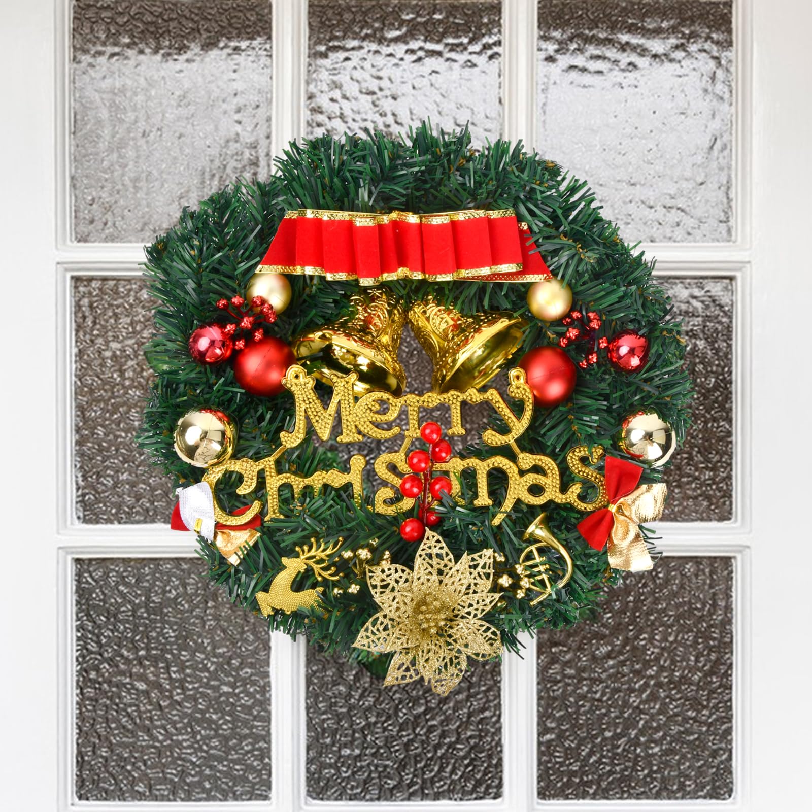 Ghirlanda Natalizia 30cm Con Campane - Decorazione Porta, Per Natale