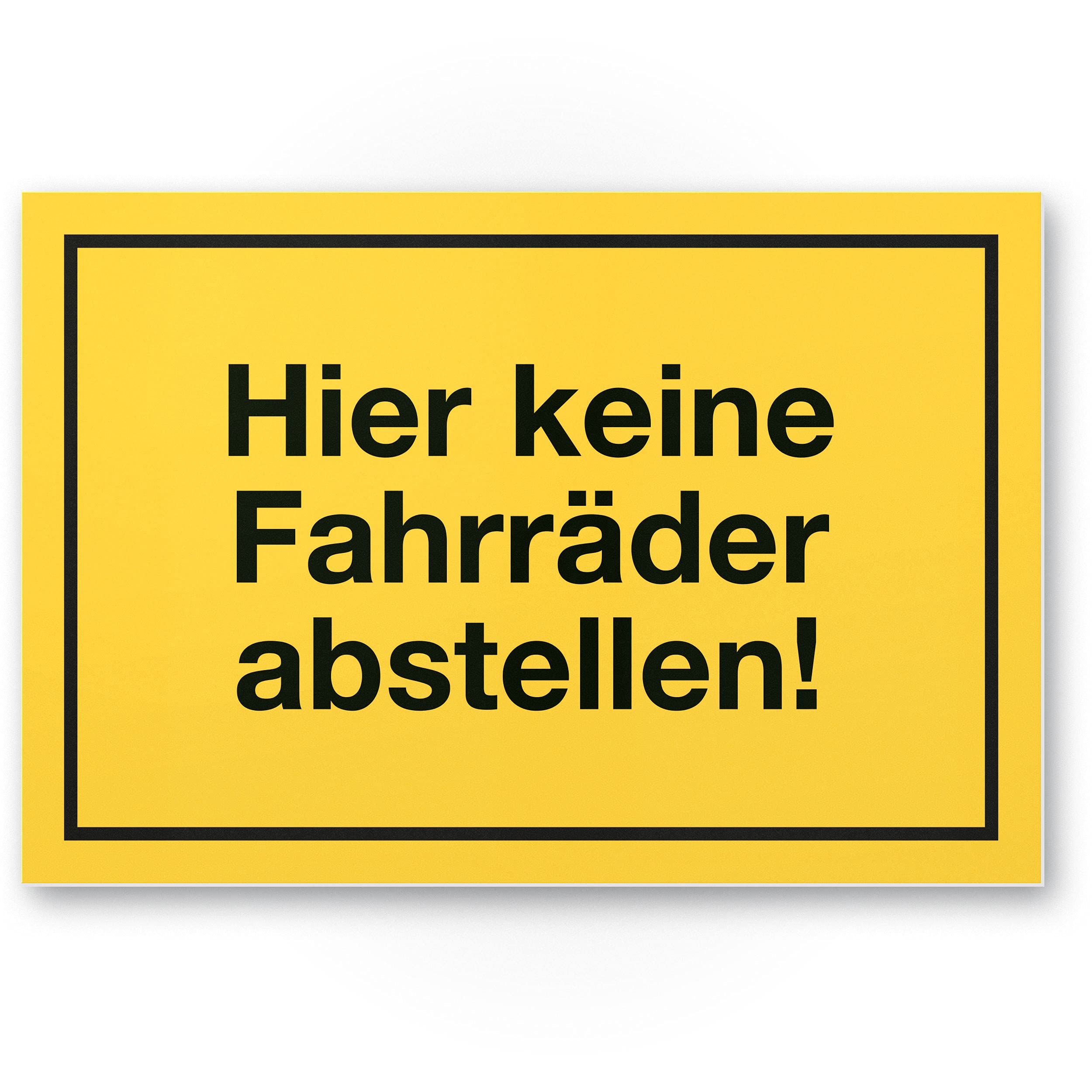Komma Security Hier keine Fahrräder abstellen verboten - Schild 30 x 20 cm - Hinweisschild Hauswand Schaufenster Verbotsschild Fahrradfahrer - Warnhinweis parken verboten
