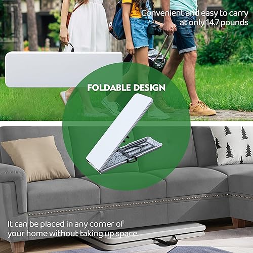 Miniatura 6 de MIRSION Folding Bench, 6FT Plastic Foldtable Bench with Handles, Outdoor Portable Stackable Bench for Party Camping and Picnic, White