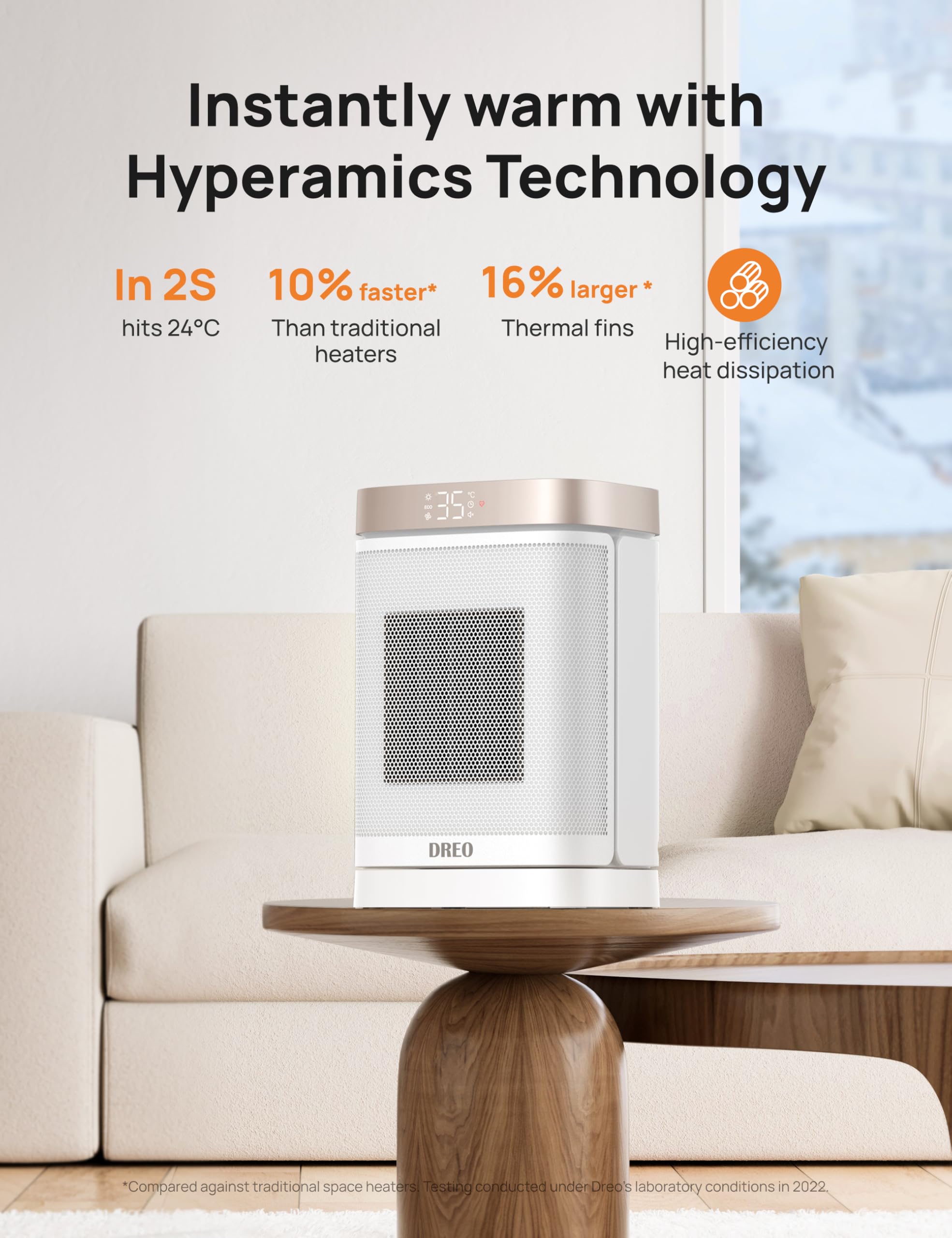 DREO Termoventilatore a risparmio energetico, silenzioso, riscaldamento elettrico da 1500 W, con telecomando, riscaldamento elettrico oscillante a 70°, timer da 12 ore, 3 modalità 3 velocità