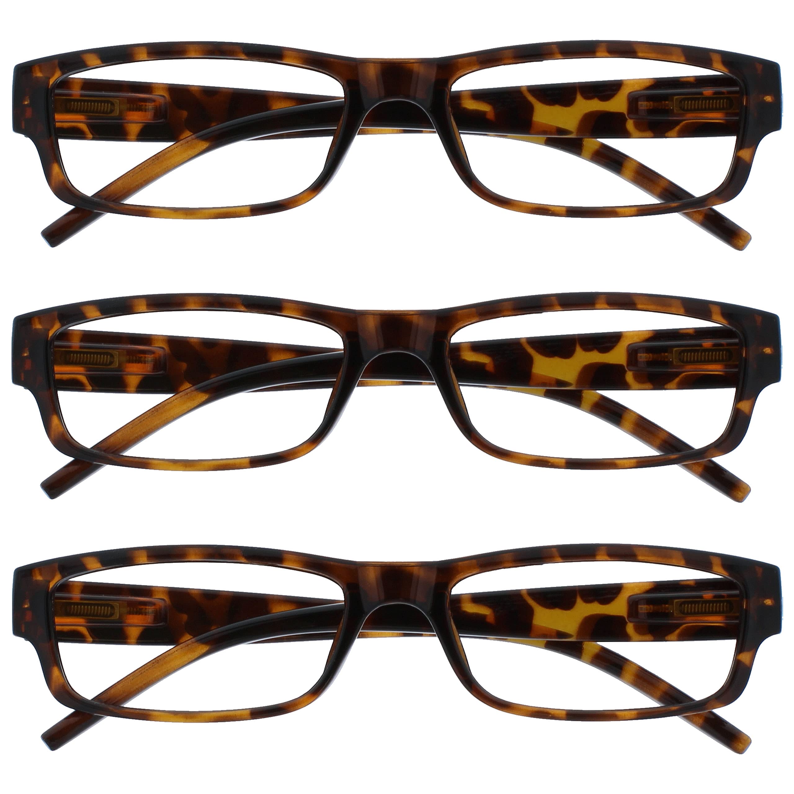 OPULIZE Die Lesebrille Unternehmen Braune Schildpatt Leicht Komfortables Leser Wert 3er-Pack Designer Stil Herren Frauen UVR3PK032BR +2,00