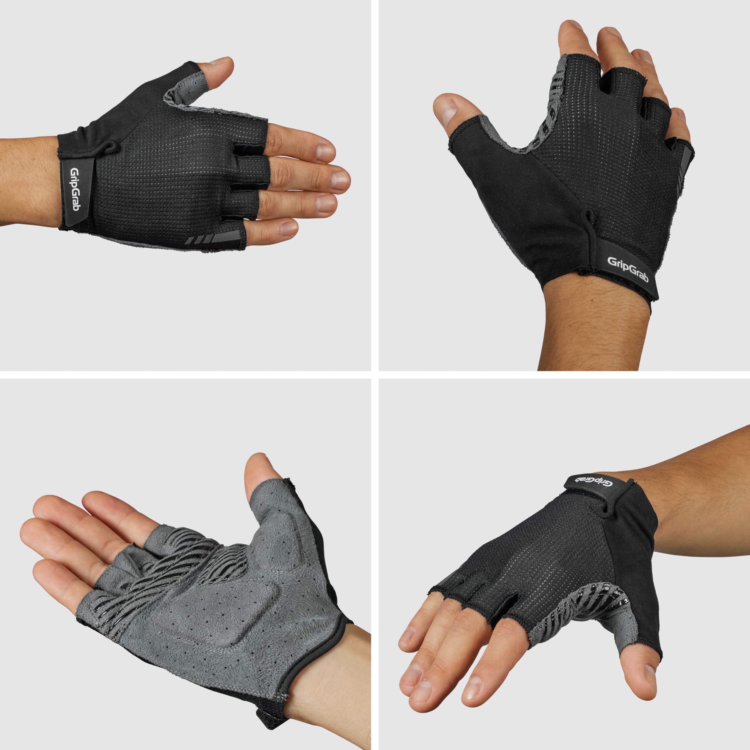 GripGrab Expert RC Max Kurzfinger Fahrradhandschuhe Sommer Radhandschuhe | Gepolsterte Halbfinger-Handschuhe mit Ride Comfort Max Polsterung, Silikon-Grip, Klettverschluss und Frottee-Daumen