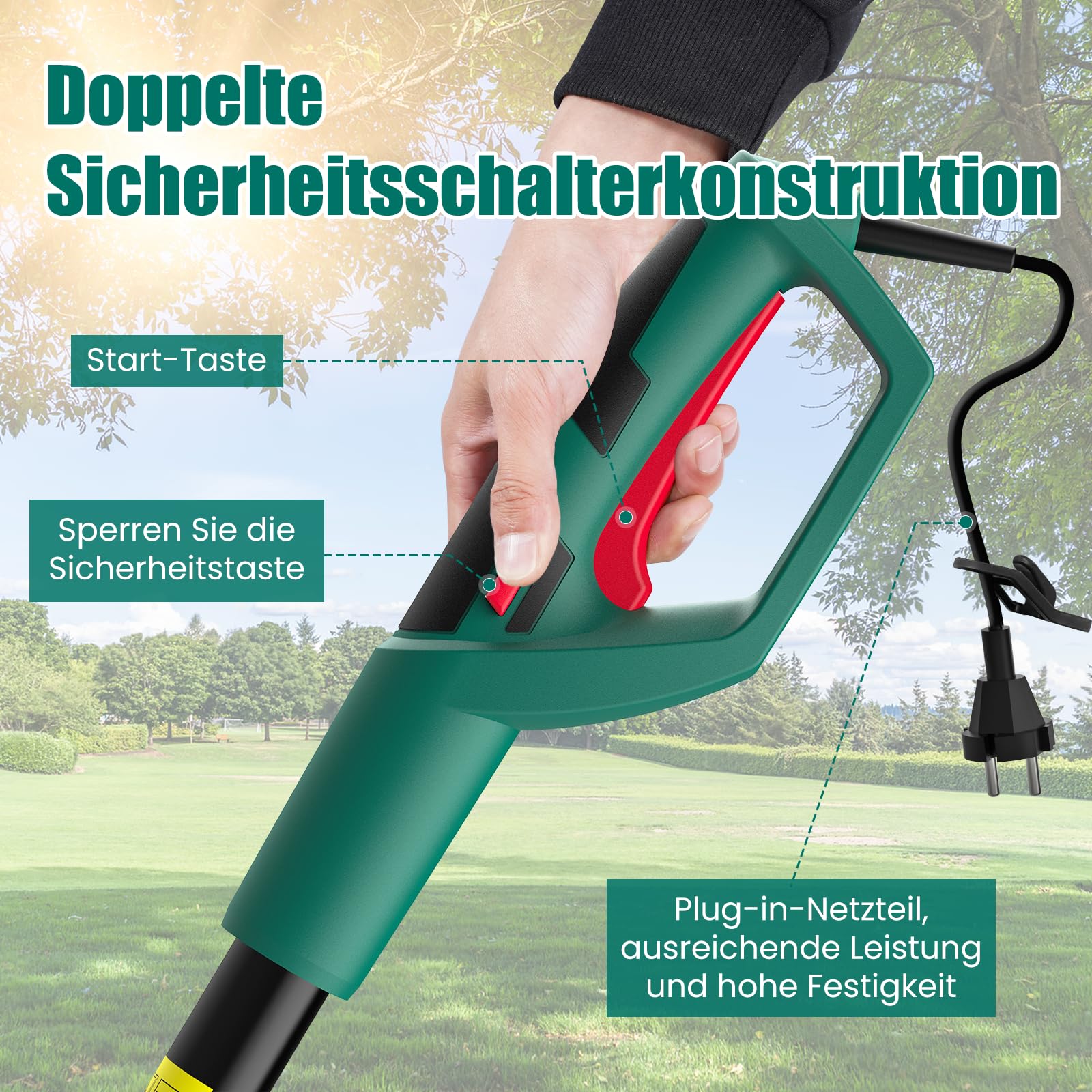 HYCHIKA Hochentaster Elektrisch, 750W Teleskop Kettensäge, Elektrische Hochentastungssäge, 162-220 CM Teleskopstange, 11 m/s Kettengeschwindigkeit, für Müheloses Schneiden und Beschneiden von Ästen