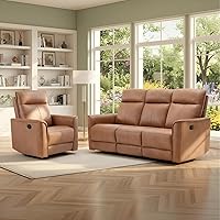 Vista 15 de CANMOV Sofá reclinable manual de dos plazas, sofá cama de 3 plazas reclinable de pared, juego de sofá reclinable de cuero, silla reclinable de 3