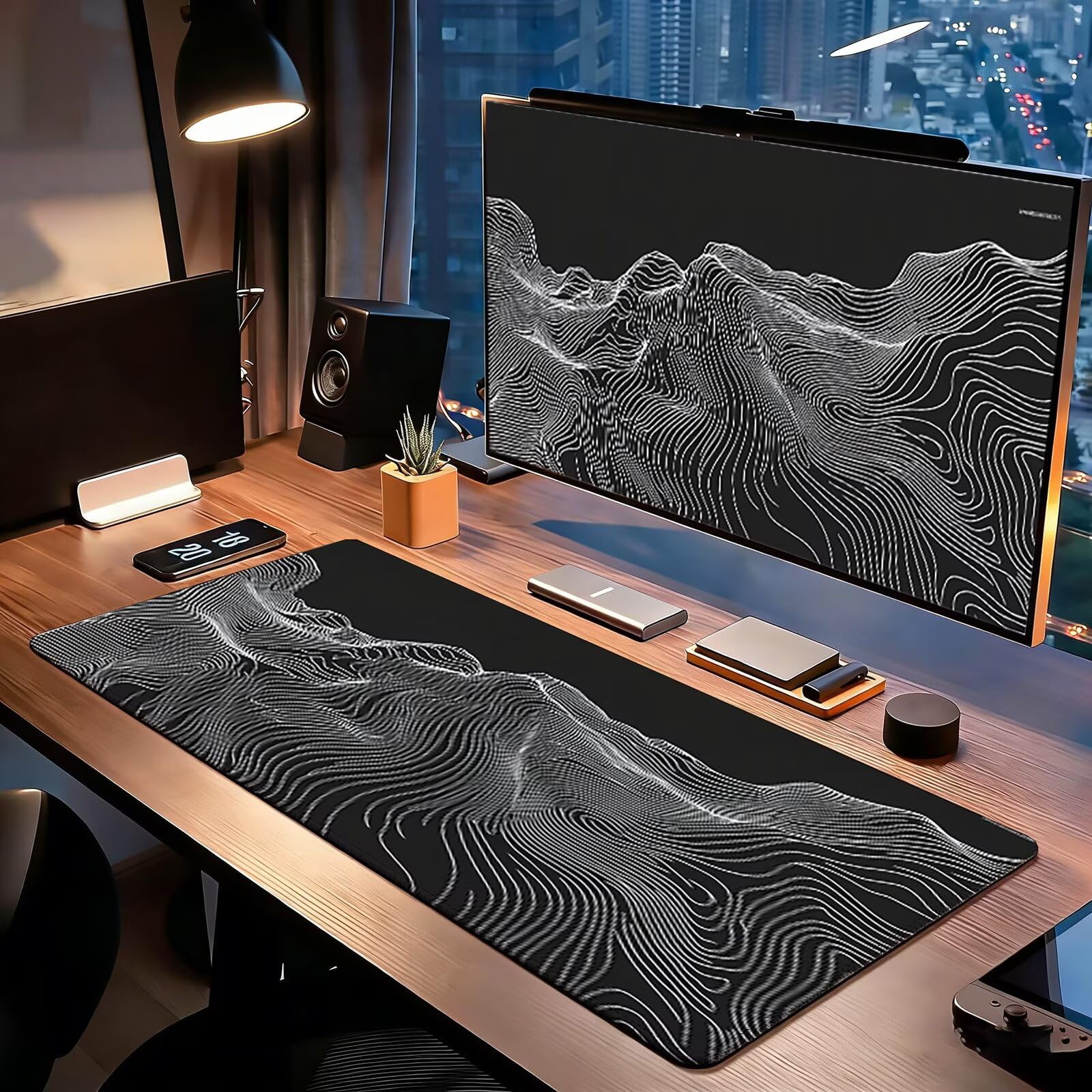 Tappetino Mouse Gaming, 1200x600mm Tappetino Mouse XXL nero 0c0-267 | Mouse Pad Grande, Ottimizzato per i Sensori da Gioco, Migliora Precisione e Velocità, per Mac e PC, astratto
