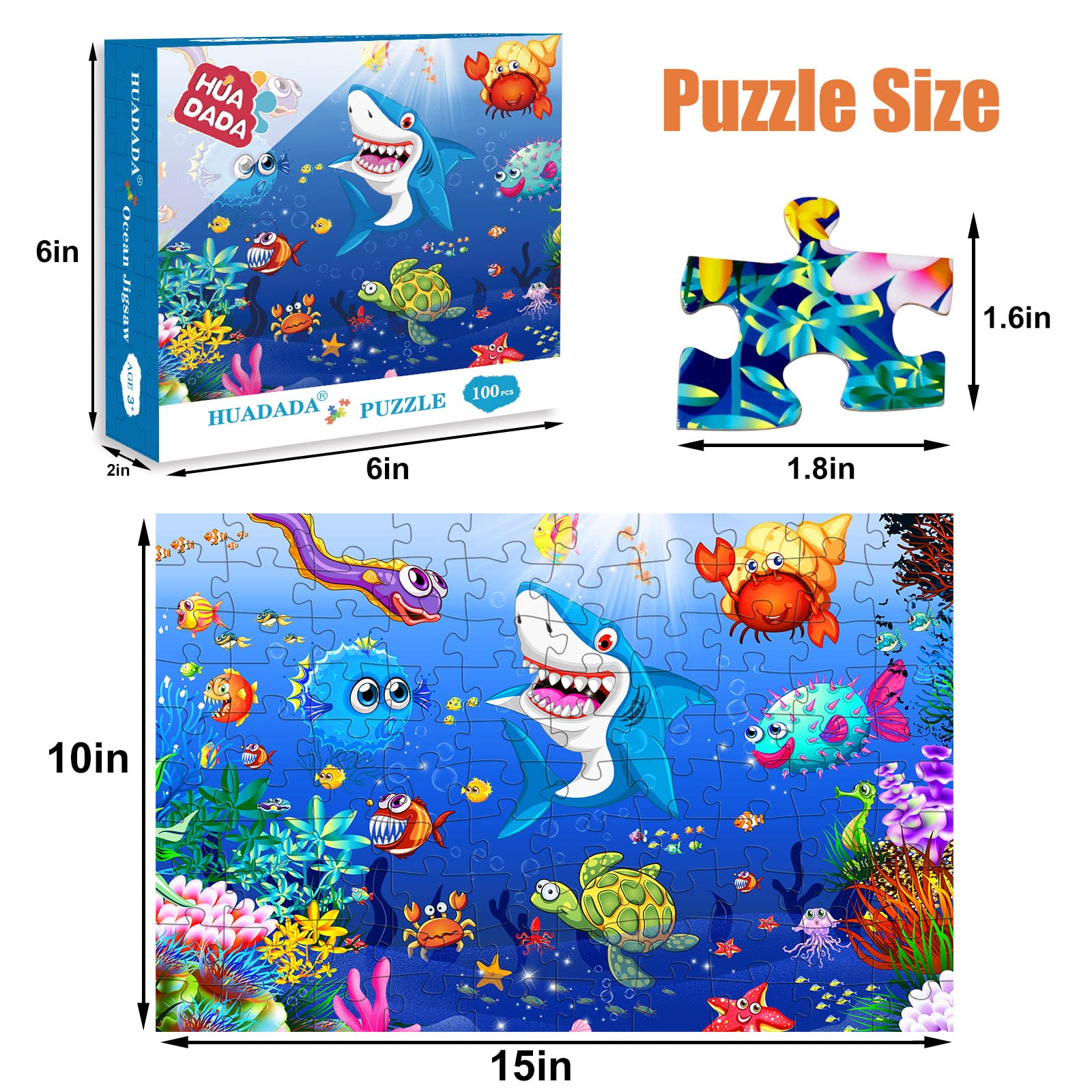 Jigsaw Puzzles 100 Pieces for Kids jigsaw puzzles for Kids 100 Piece Puzzle Educational Learning Toys for 6 7 8 9 girls and boys- Underwater World - Image 3