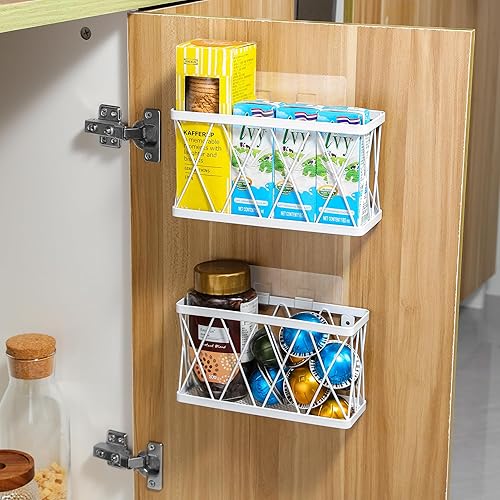 Miniatura 6 de YIGII Paquete de 3 organizadores adhesivos para puerta de gabinete, organizador de almacenamiento de tapa para Tupperware, organizador de puerta de