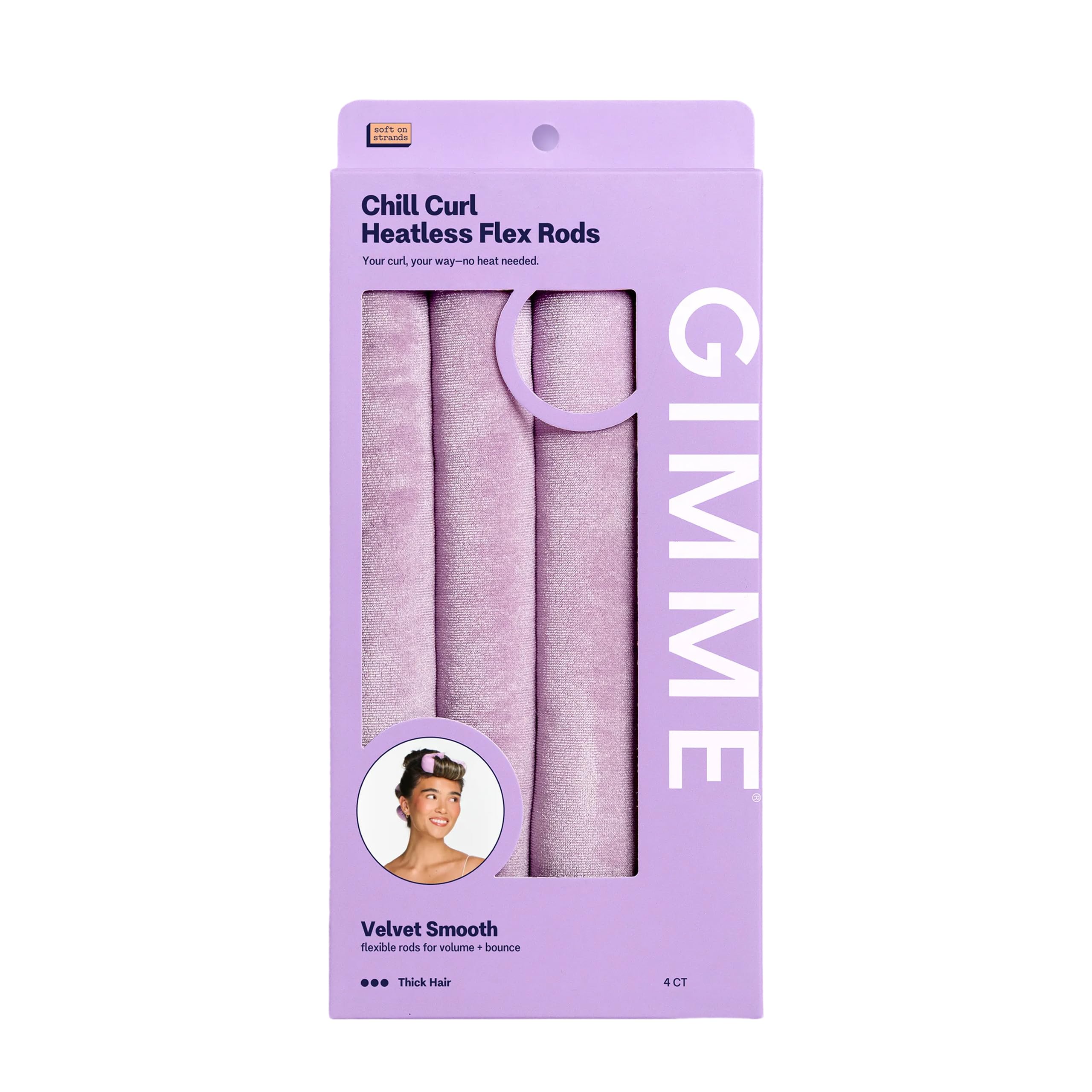 Gimme Beauty Chill Curl Heatless Flex Rods, Thick Hair, 4 Ct