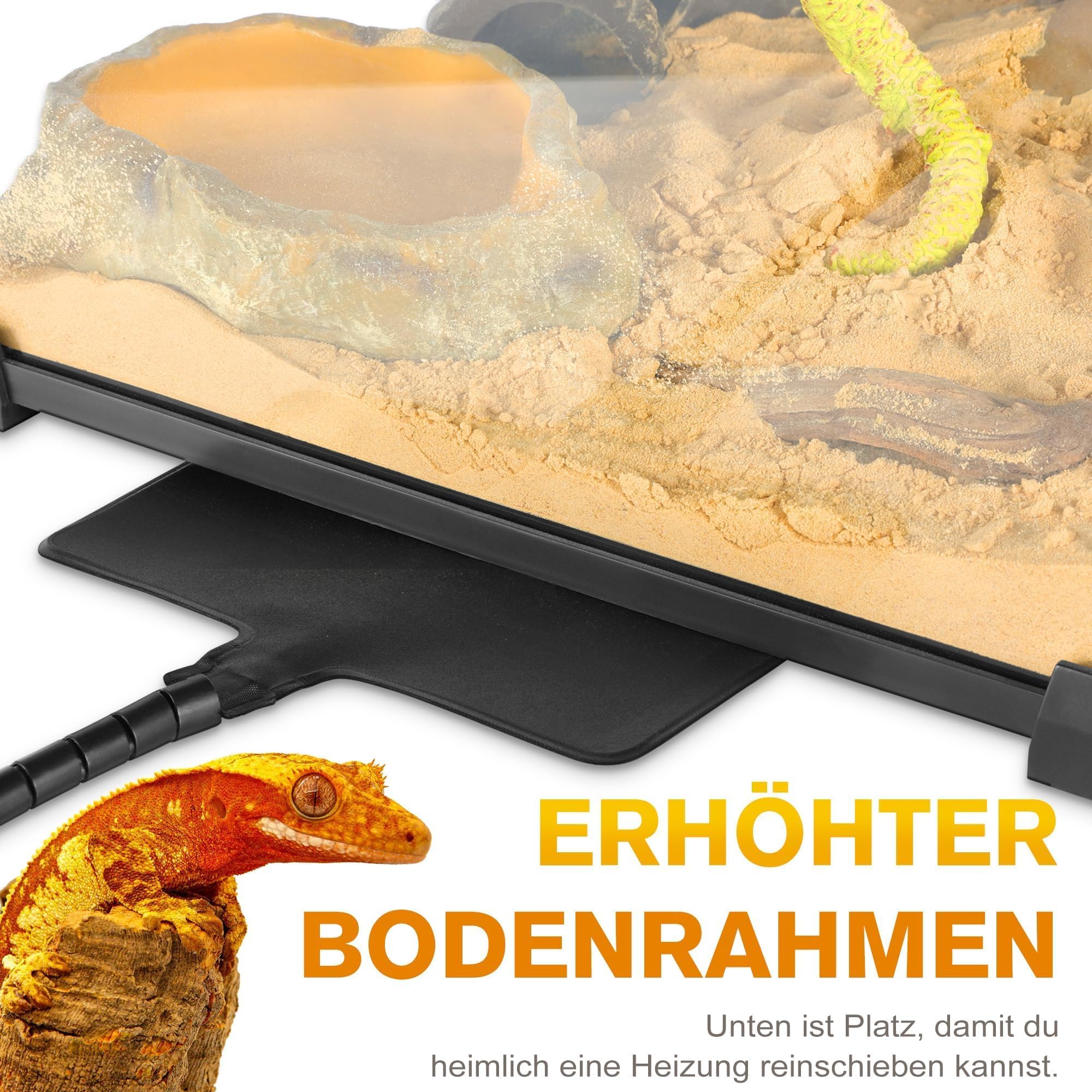 Mini terrario de vidrio para reptiles, vivero, tanque de visión completa, jaula de hábitat de vidrio para anfibios con ranura de alimentación y hebilla de bloqueo de caja (50.8 cm de
