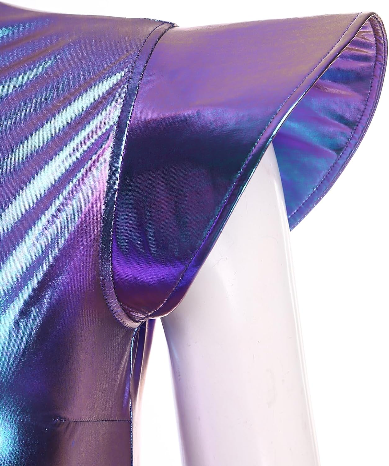 Lejafay Womens Metallic Shiny Bodysuit Back Zipper Dance Leotard Club Wear Space Alien Costumes